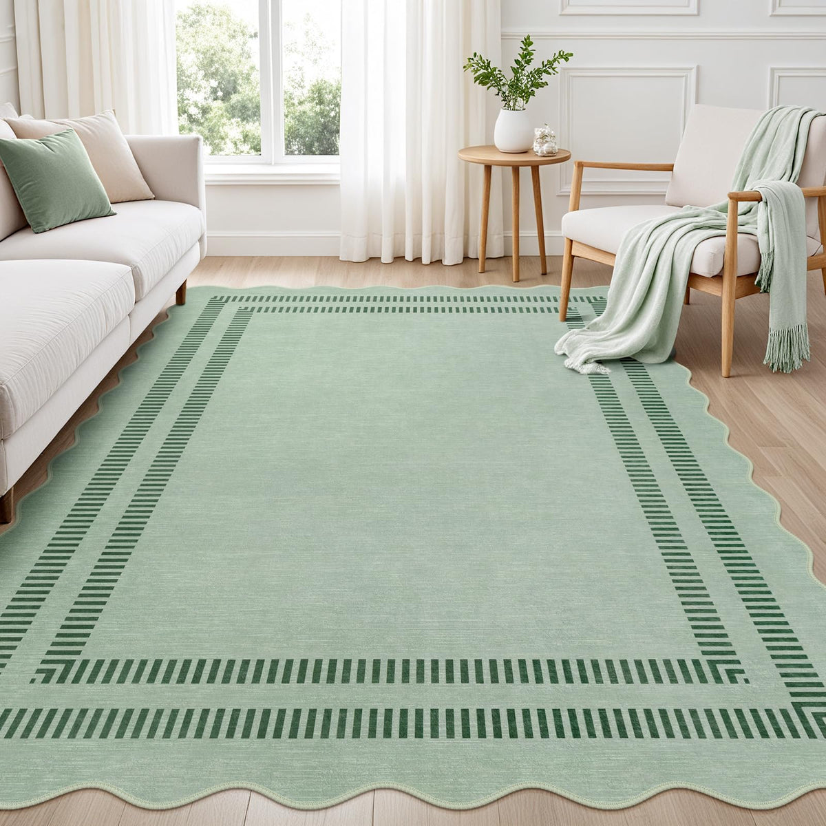 Area Rugs 5x7 Living Room Washable Modern Rug, Neutral Beige Soft Non Slip Rugs Ultra-Thin Indoor Carpet for Bedroom Dining Room Nursery Home Office
