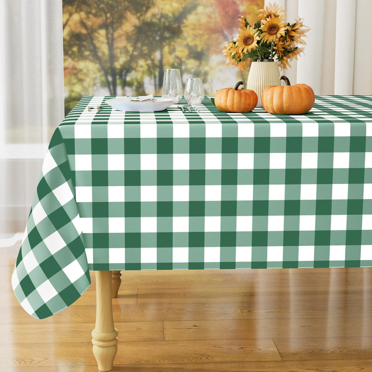 misaya Rectangular Waterproof Vinyl Table Cloth, Flannel Backed Tablecloth