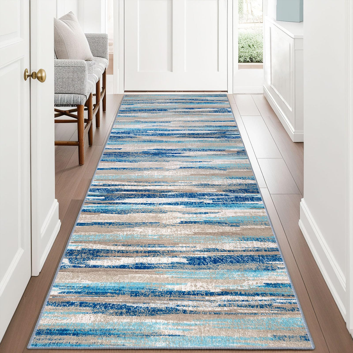 Lansny Abstract 2x3 Area Rug Small Washable Entryway Rug Non Slip Door Mat