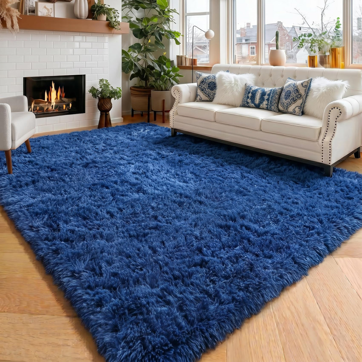 Amdrebio Grass Green Fluffy Area Rug 4x6 for Bedroom Classroom Living Room