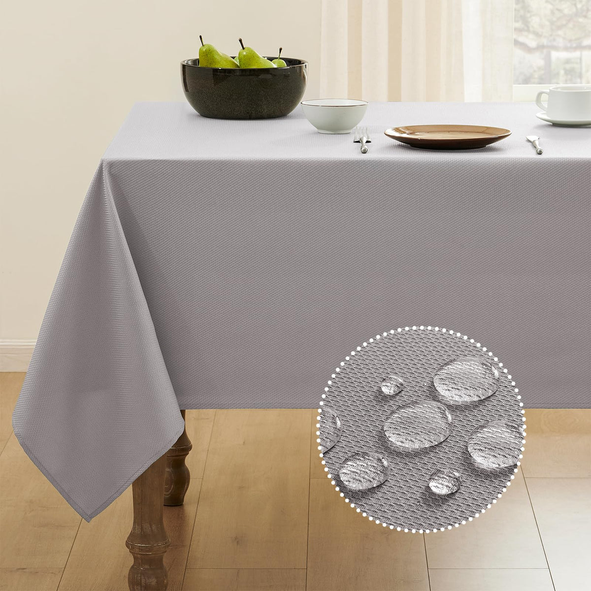 Veblandy Textured Tablecloth Rectangle Waterproof Table Cloth, Washable Table Cover Wrinkle Free Fabric Tabletop Decoration for Kitchen, Dining, Wedding, Parties, 60 x 104 Inch, Red