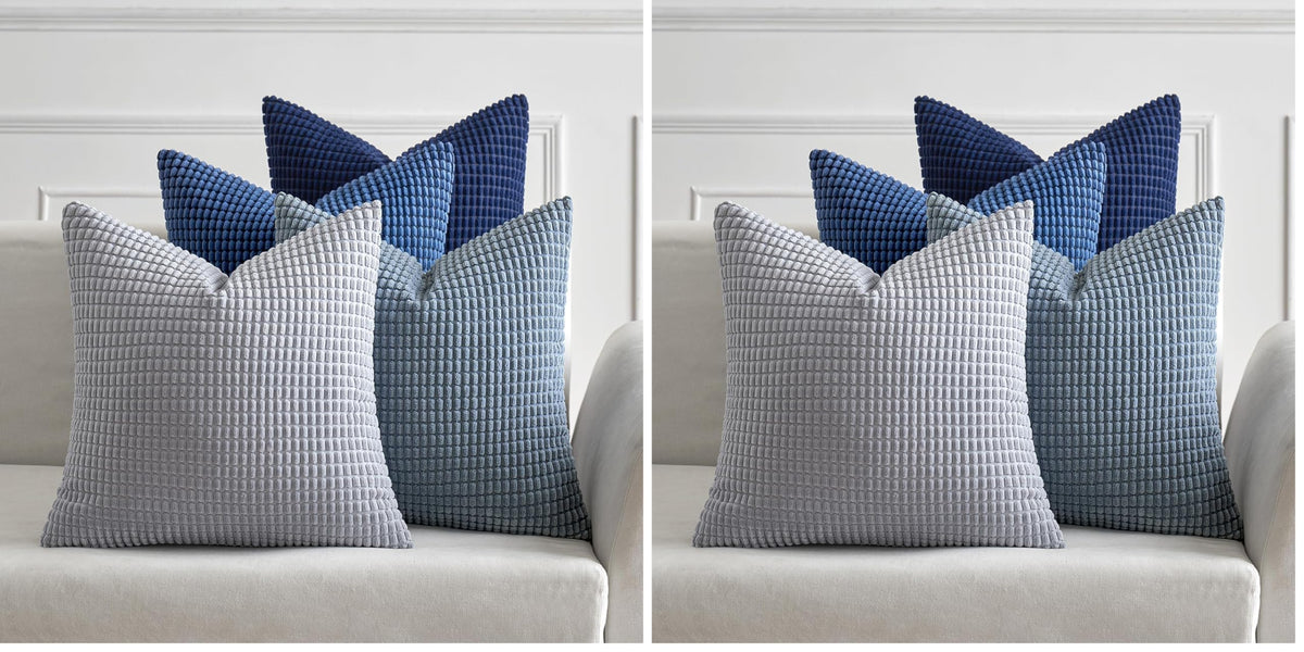 MIULEE Decorative Throw Pillow Covers 18x18 Inch Set of 4 Coastal Blue