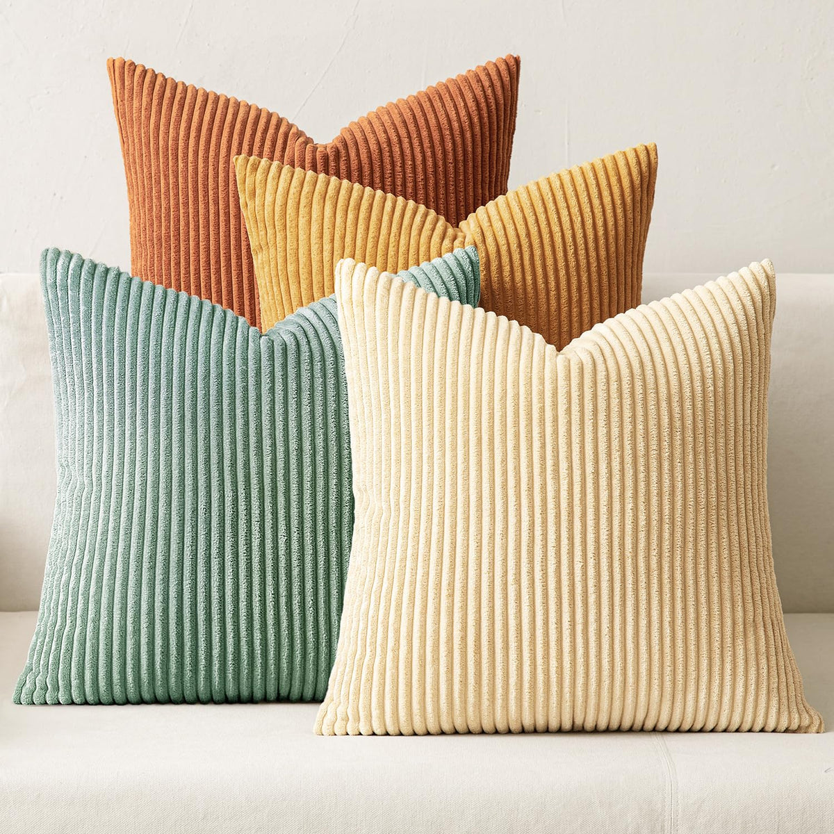 MIULEE Soft Corduroy Decorative Throw Pillow Covers Forest Green 18x18