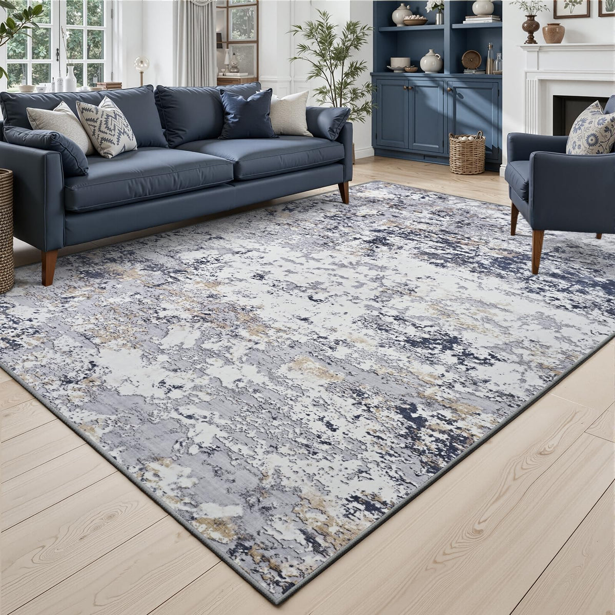 Toneed 4'x6' Washable Area Rugs for Bedroom Living Room, 48"x72" Grey