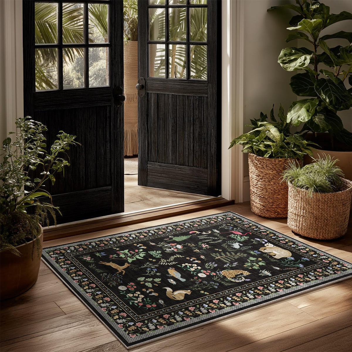 Washable Area Rugs for Living Room: 9x12 Area Rug for Bedroom Vintage Stain Resistant Non Slip Low Pile Lightweight Soft Carpet for Kitchen Dining Room Farmhouse Kids Room Nursery