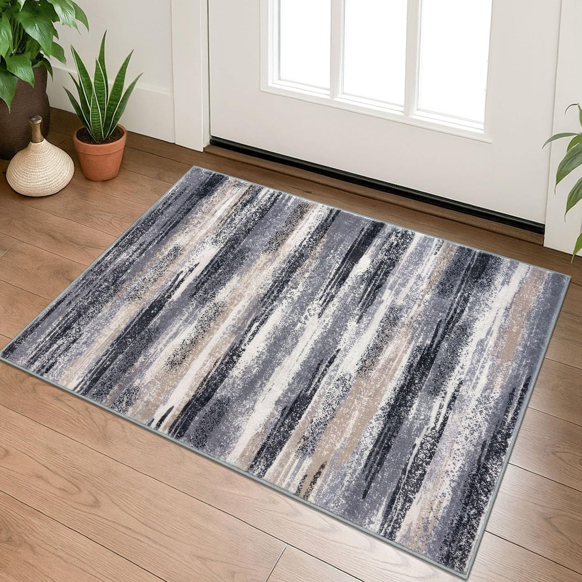 Lansny Abstract 2x3 Area Rug Small Washable Entryway Rug Non Slip Door Mat