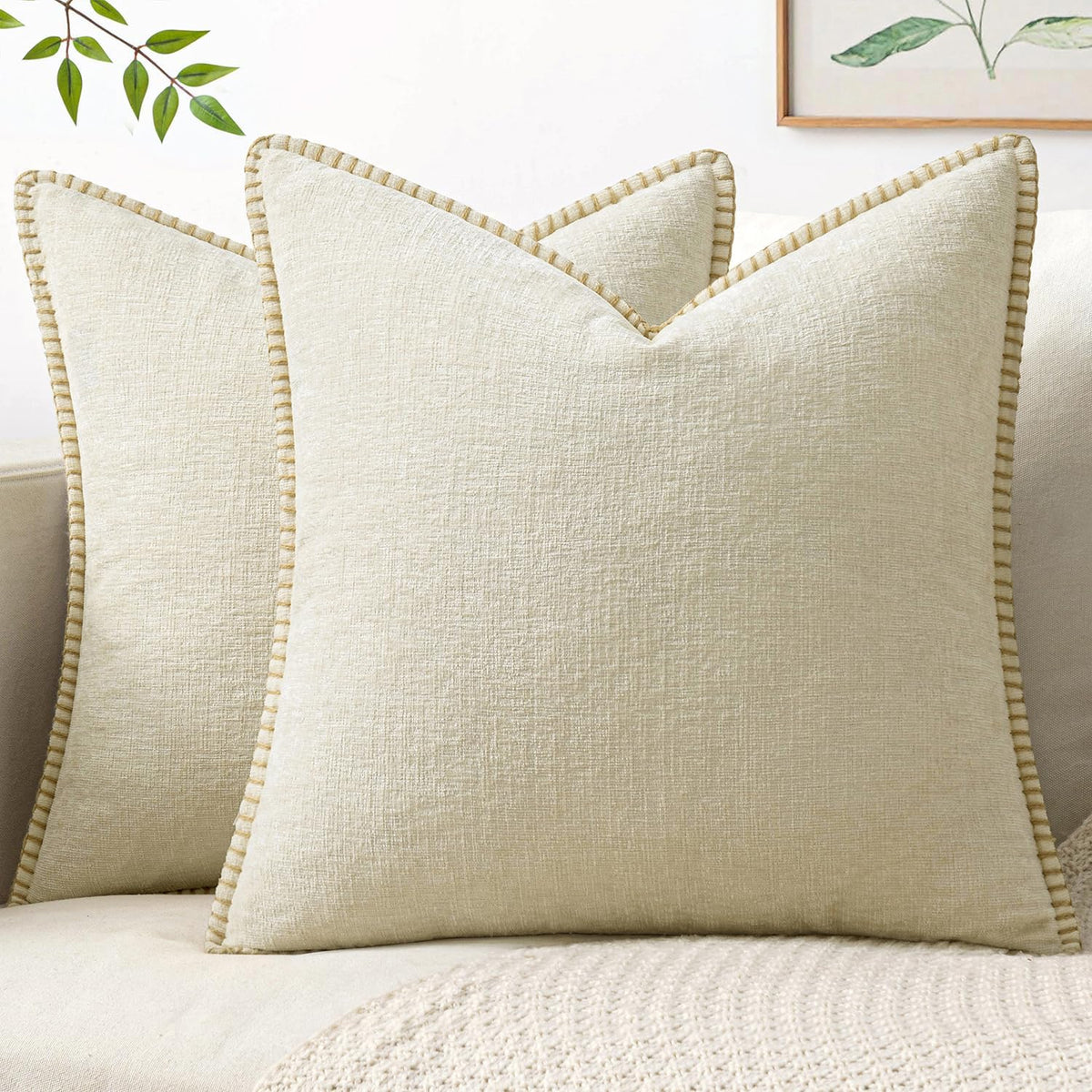 MIULEE Decorative Couch Throw Pillow Covers 18x18 Inch Sage Green 2 Pack