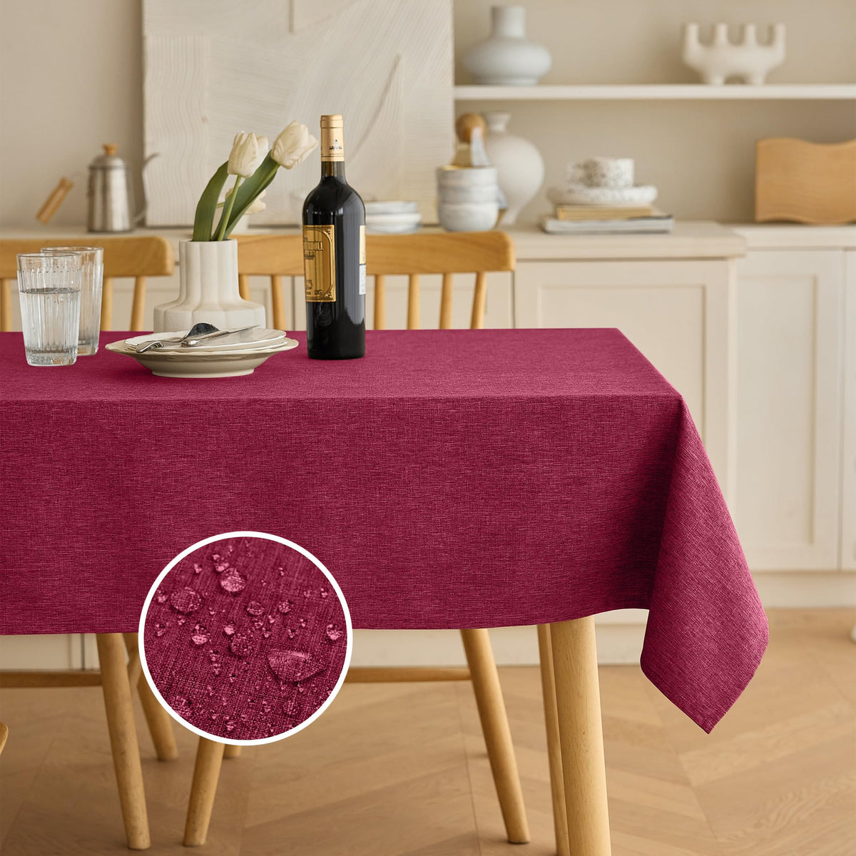Decorelia Sage Green Linen Textured Tablecloth Rectangular 52 x70 Inch