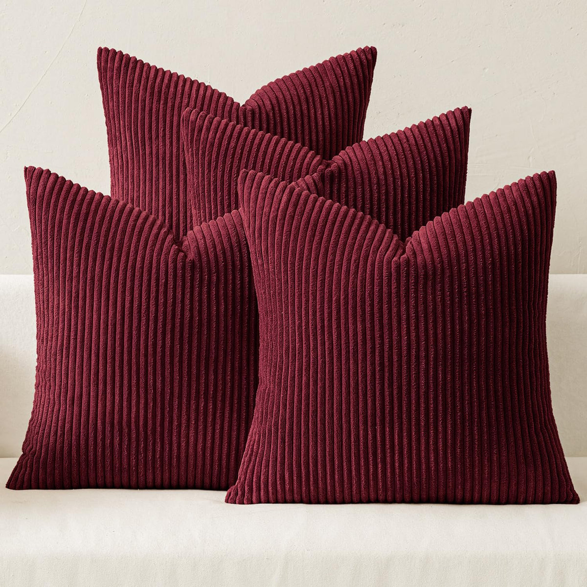 MIULEE Soft Corduroy Decorative Throw Pillow Covers Forest Green 18x18
