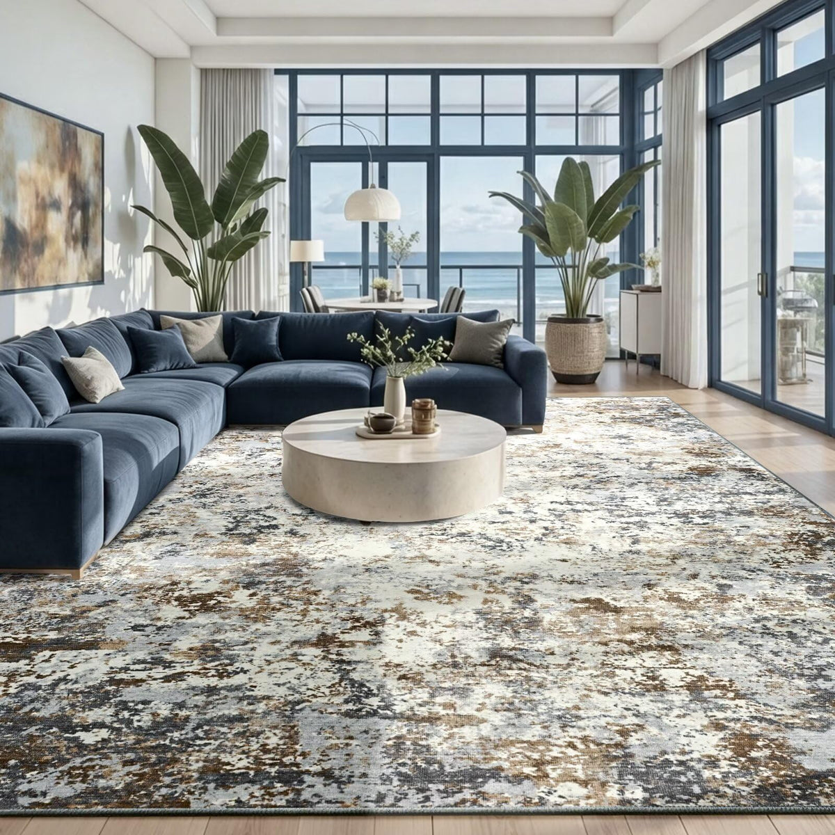 Toneed 4'x6' Washable Area Rugs for Bedroom Living Room, 48"x72" Grey
