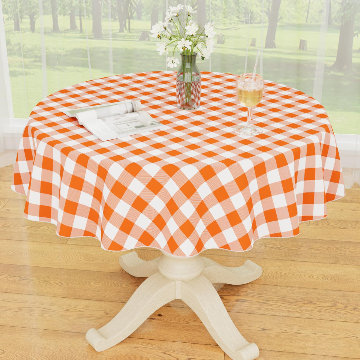 Smiry Picnic Table Cloth, Vinyl Tablecloths with Flannel Backing, 60"x84"