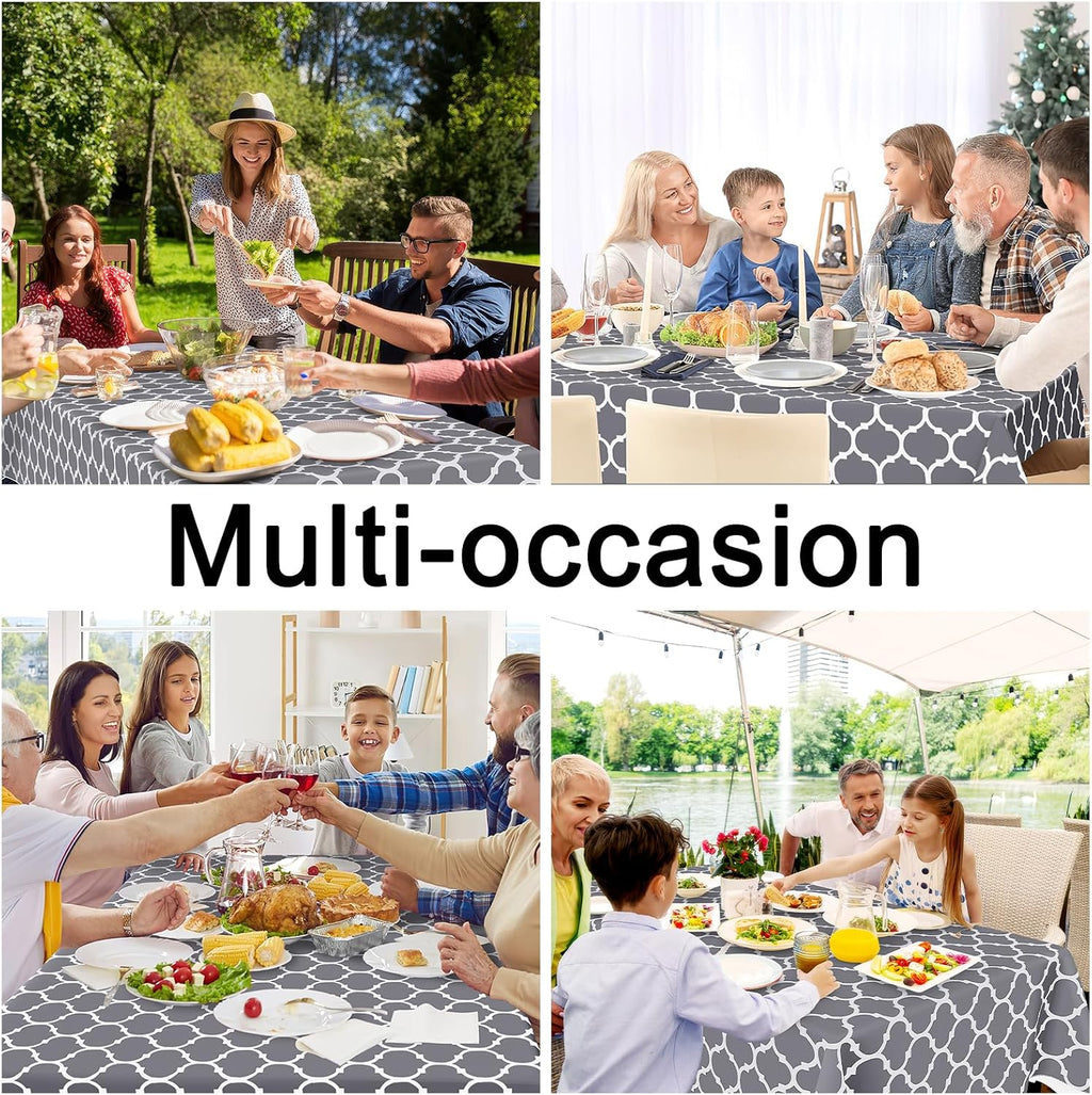 Smiry Rectangle Table Cloth, Flannel Backed Vinyl Tablecloth, 60"x84"