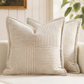 MIULEE Decorative Throw Pillow Covers for Couch 18x18 Inch Beige 2 Pack