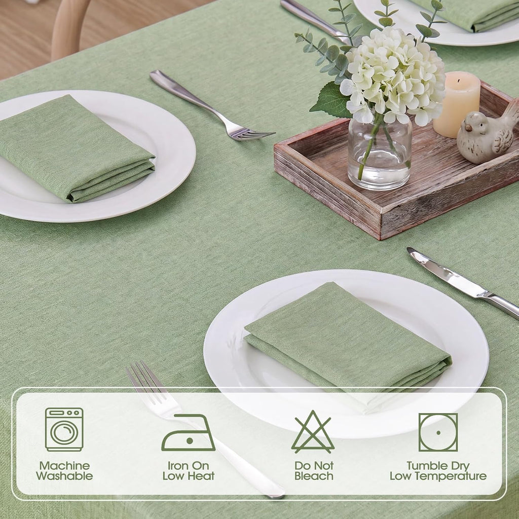 Veblandy Rectangle Tablecloth Waterproof Linen Textured Table Cloth Stain and Wrinkle Resistant Washable, Decorative Fabric Table Cover for Dining, Party and Camping (Sage Green, 52 * 70)