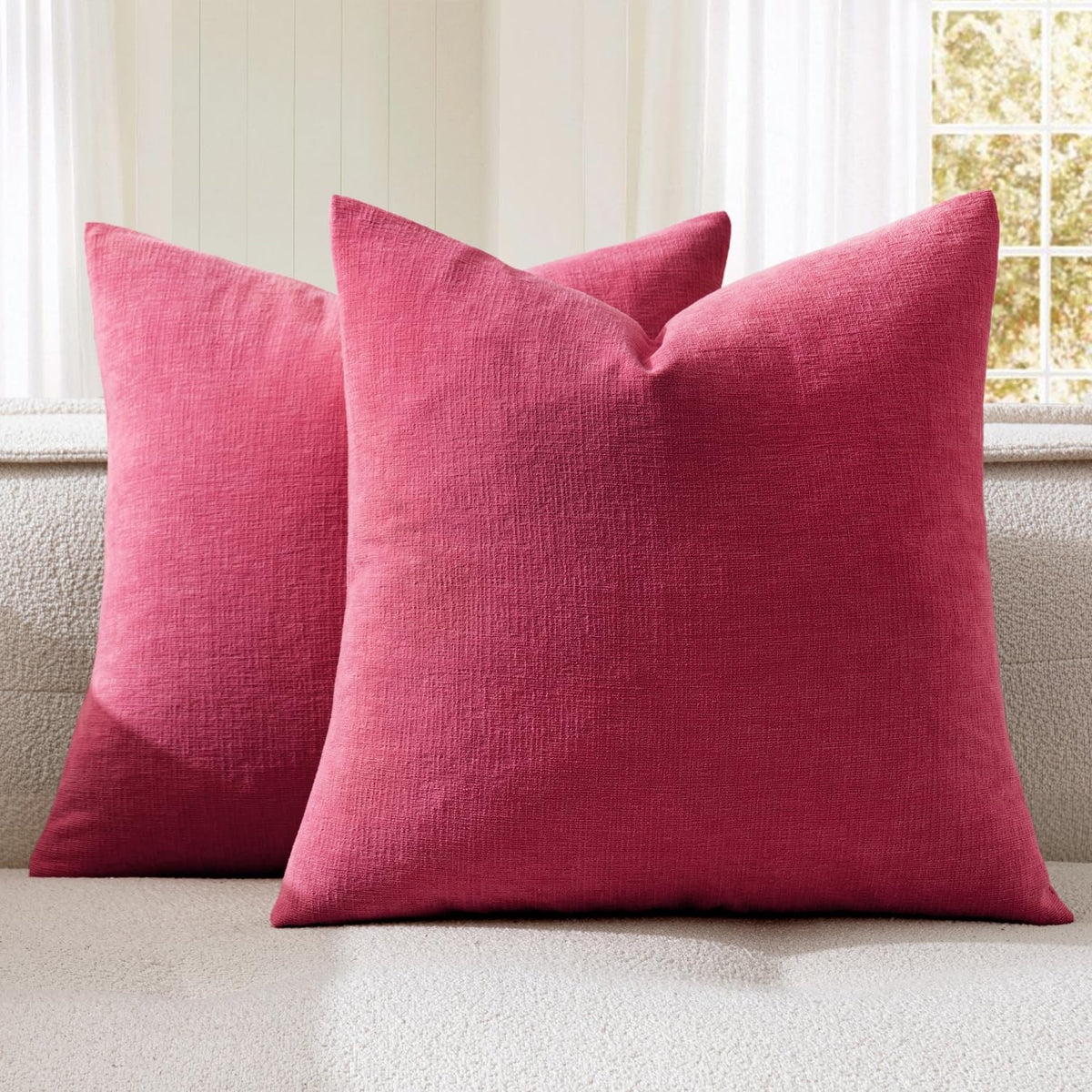 MIULEE Olive Green Chenille Couch Throw Pillow Covers, 18x18