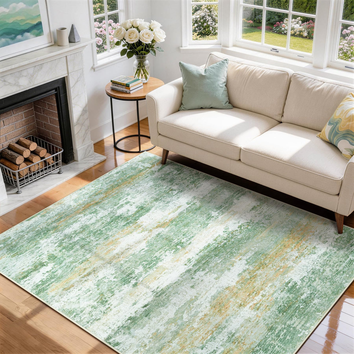 8x10 Area Rugs for Living Room Washable Bedroom Dining Room Blue Grey