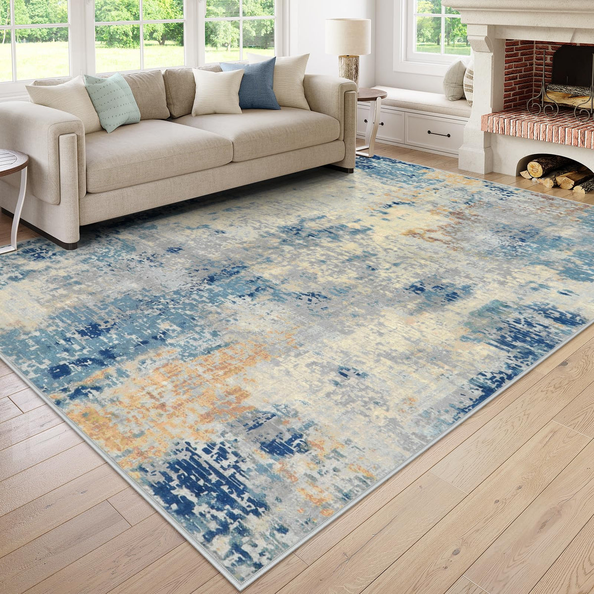 Lahome Modern Abstract Washable 5x7 Area Rugs for Living Room, Colorful Soft Bedroom Rug Low Pile Non Slip,Stain Resistance Dining Room Carpet for Nursery Office Entrance Home Office Decor