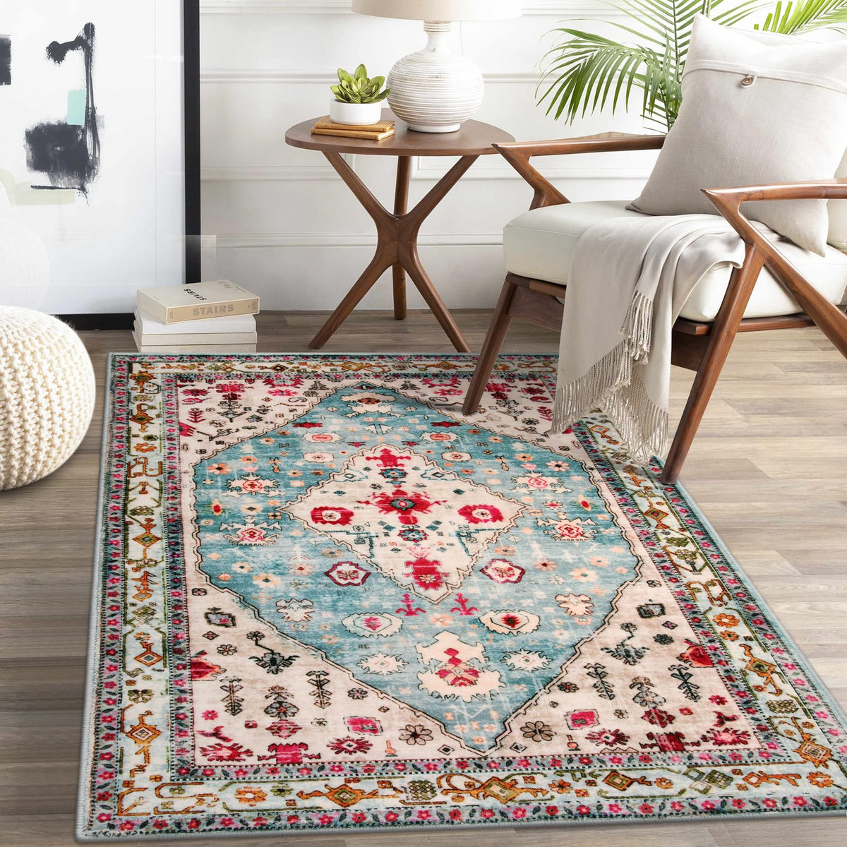 Lahome Felice Boho Tribal 2x3 Washable Small Rugs for Entryway Doormat Indoor Entrance, Throw Rugs with Rubber Backing, Bohemian Soft Non-Slip Bathroom Carpet for Bath Front Door Kitchen Floor