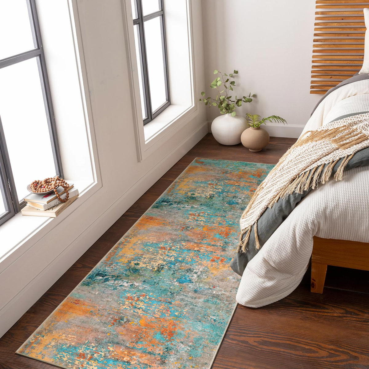 Lahome Modern Abstract Washable 5x7 Area Rugs for Living Room, Colorful Soft Bedroom Rug Low Pile Non Slip,Stain Resistance Dining Room Carpet for Nursery Office Entrance Home Office Decor