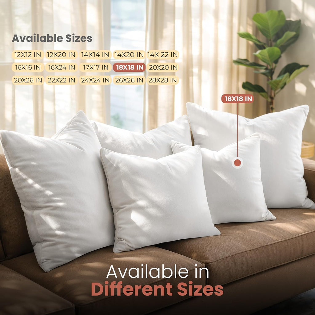 Utopia Bedding 18x18 Pillow Inserts, White Throw Pillows for Couch, 2 Pack