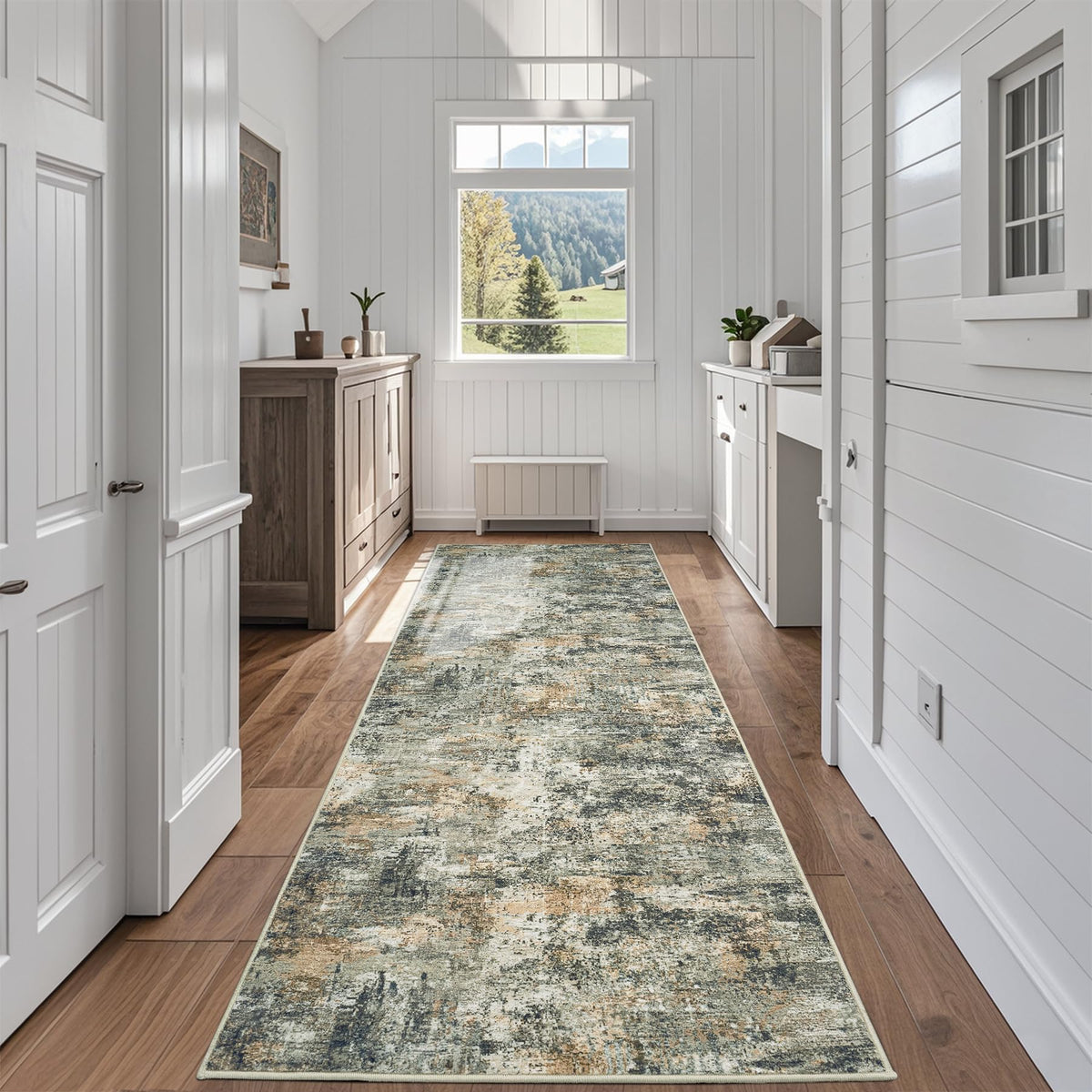 8x10 Area Rugs for Living Room Washable Bedroom Dining Room Blue Grey