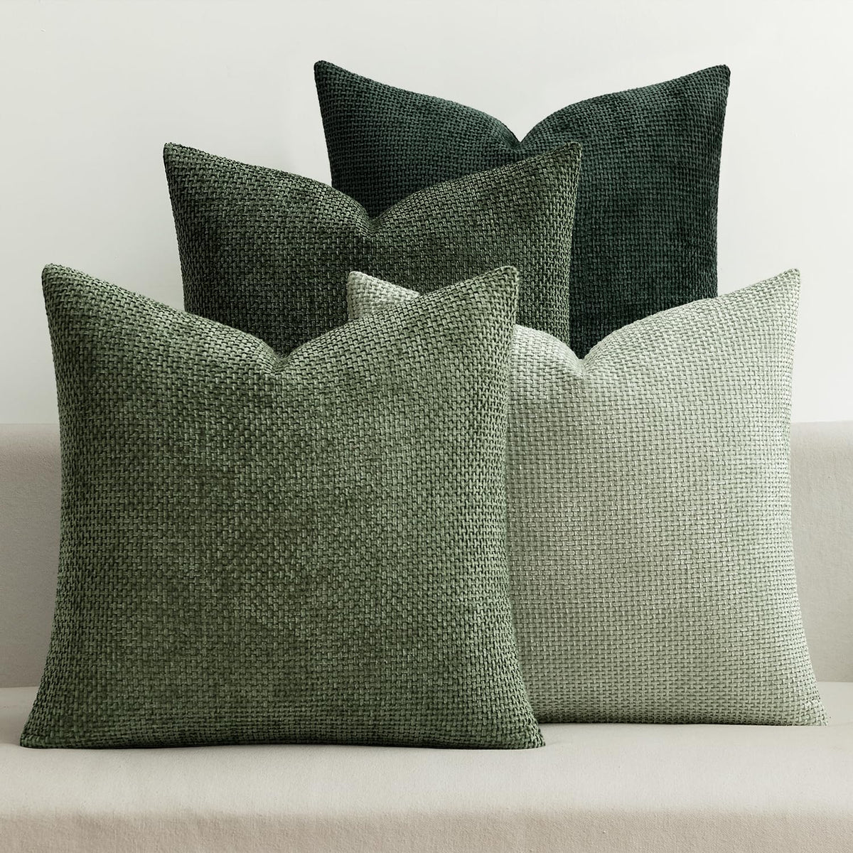 MIULEE Soft Decorative Chenille Pillow Covers Neutral 18x18 Pack of 4
