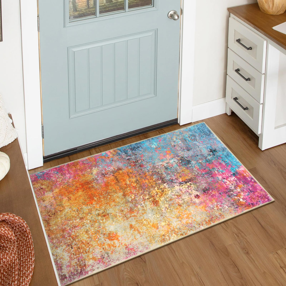 Lahome Modern Abstract Washable 5x7 Area Rugs for Living Room, Colorful Soft Bedroom Rug Low Pile Non Slip,Stain Resistance Dining Room Carpet for Nursery Office Entrance Home Office Decor