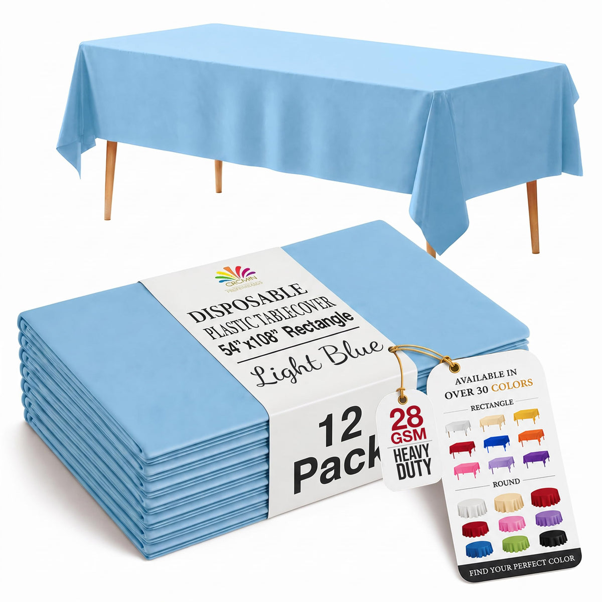 Exquisite 12-Pack Premium Plastic Tablecloth 12-Pack Premium Plastic Tablecloth 84in. Round Table Cover - Emerald Green