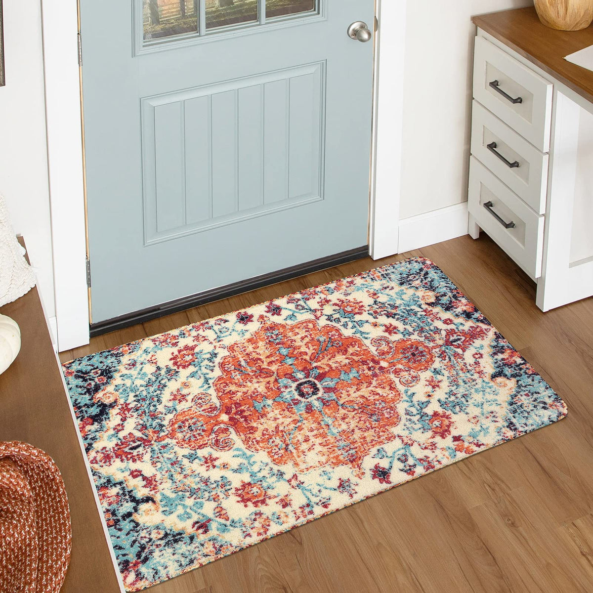Lahome Felice Boho Tribal 2x3 Washable Small Rugs for Entryway Doormat Indoor Entrance, Throw Rugs with Rubber Backing, Bohemian Soft Non-Slip Bathroom Carpet for Bath Front Door Kitchen Floor