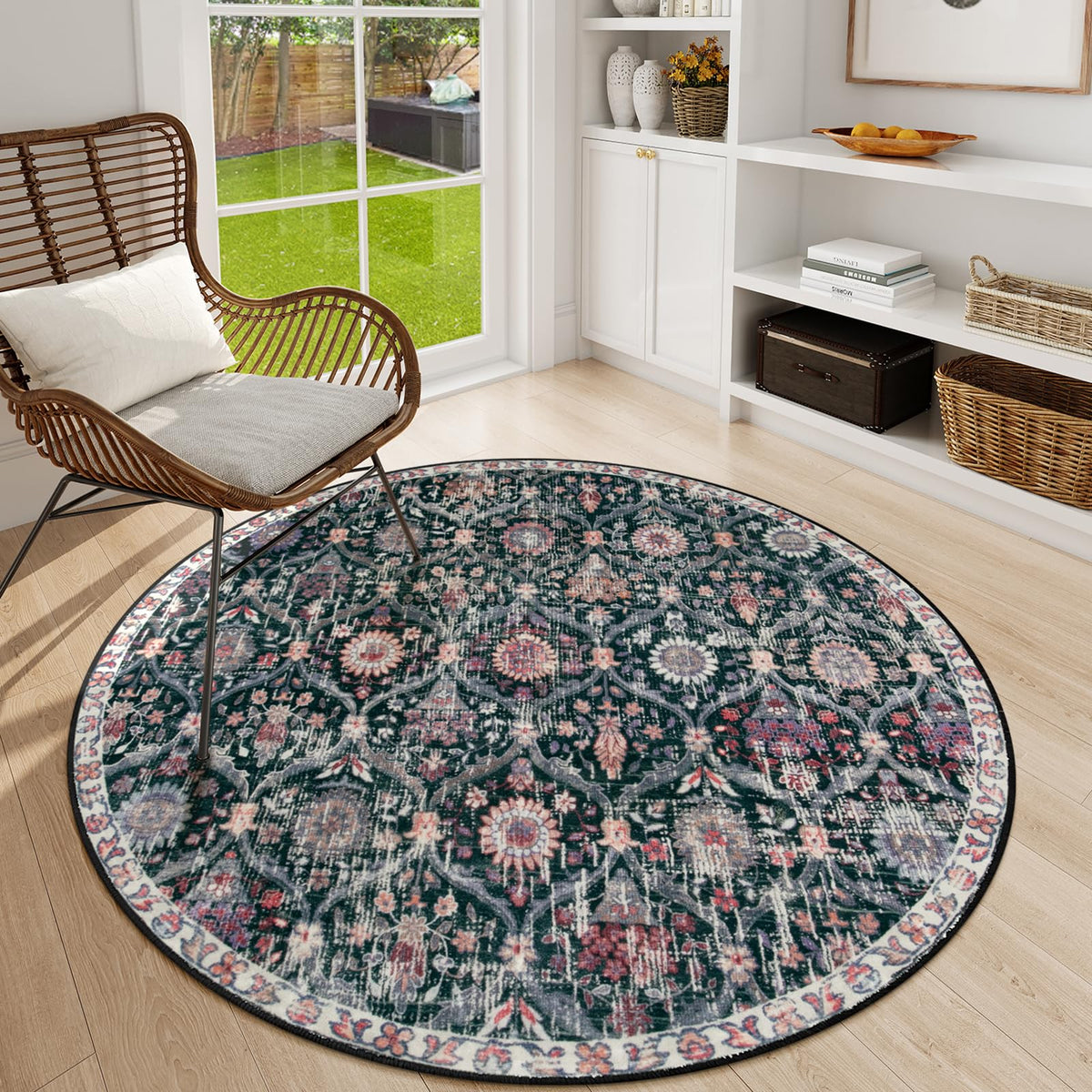 Lahome Moroccan Machine Washable Rugs for Living Room, 4x6 Rug for Bedroom