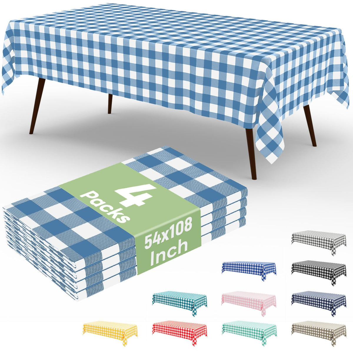 misaya 4 Packs Buffalo Disposable Table Cloth, 54 x 108 Inch Waterproof Plastic Tablecloth, Rectangle Red and White Checkered Table Covers for Picnic, Birthday, Party, Back to School
