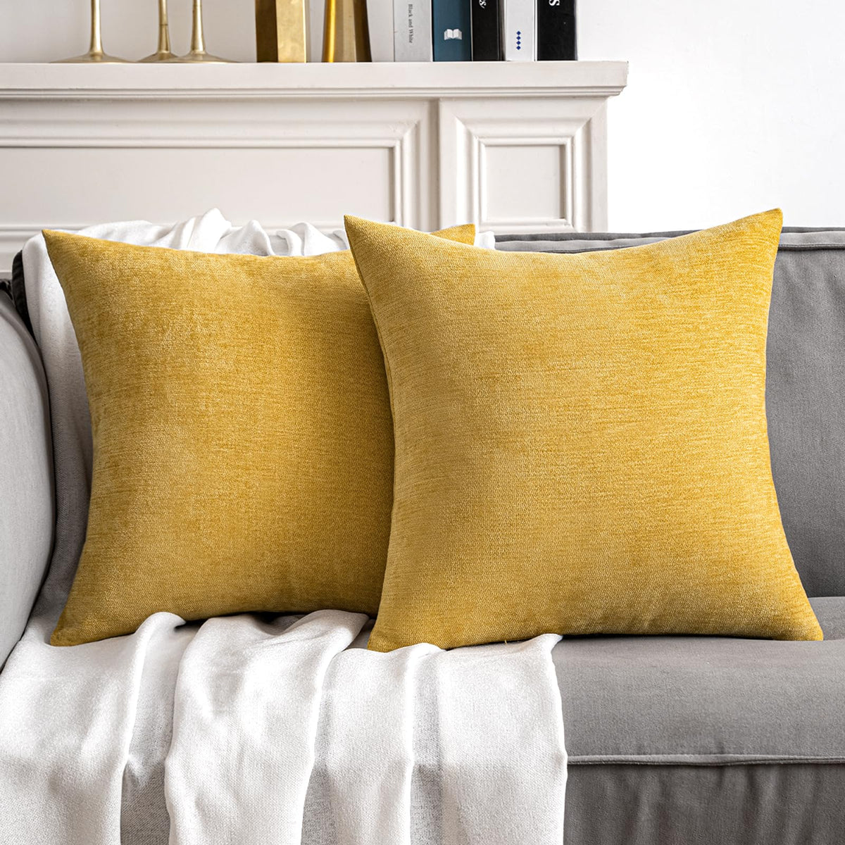 MIULEE Pack of 2 Beige Decorative Pillow Covers 18x18 Inch