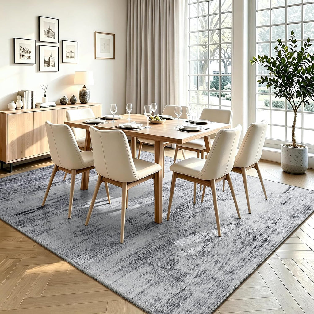 Toneed 4'x6' Washable Area Rugs for Bedroom Living Room, 48"x72" Grey