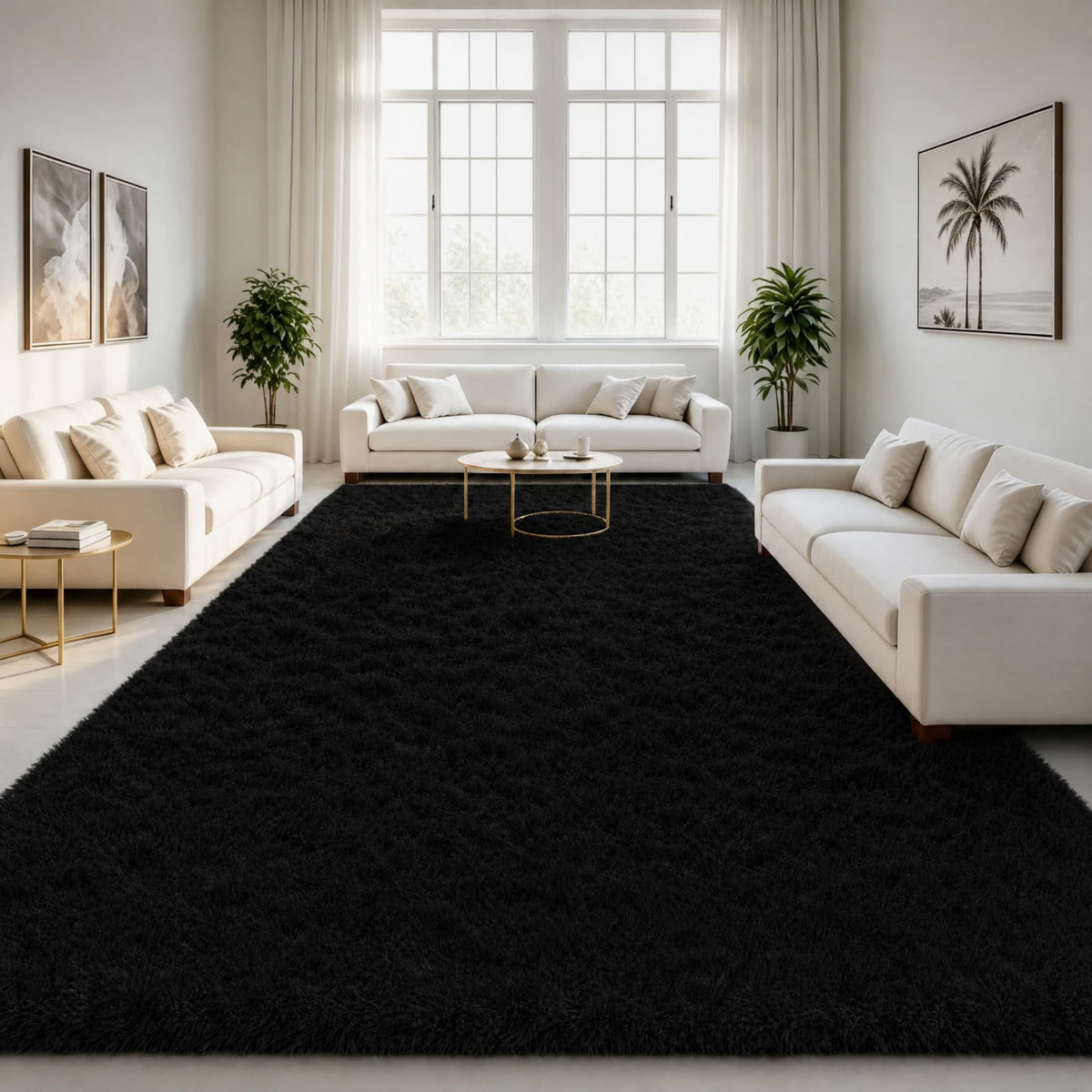 LOCHAS 4x6 Area Rugs Fluffy Living Room Carpets for Kids Bedroom, White