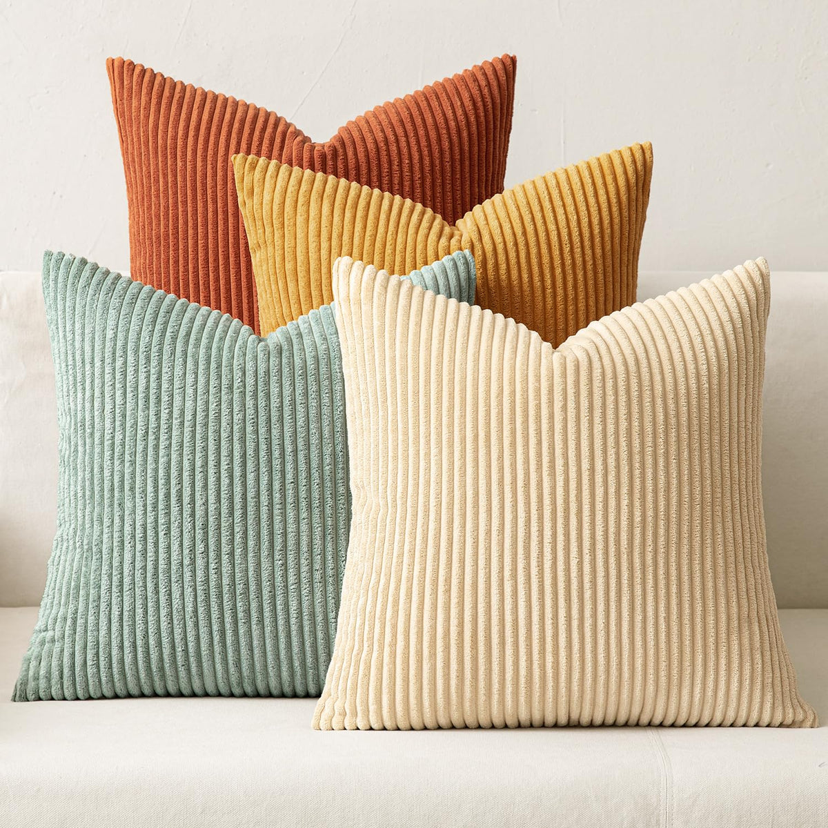 MIULEE Soft Corduroy Decorative Throw Pillow Covers Forest Green 18x18