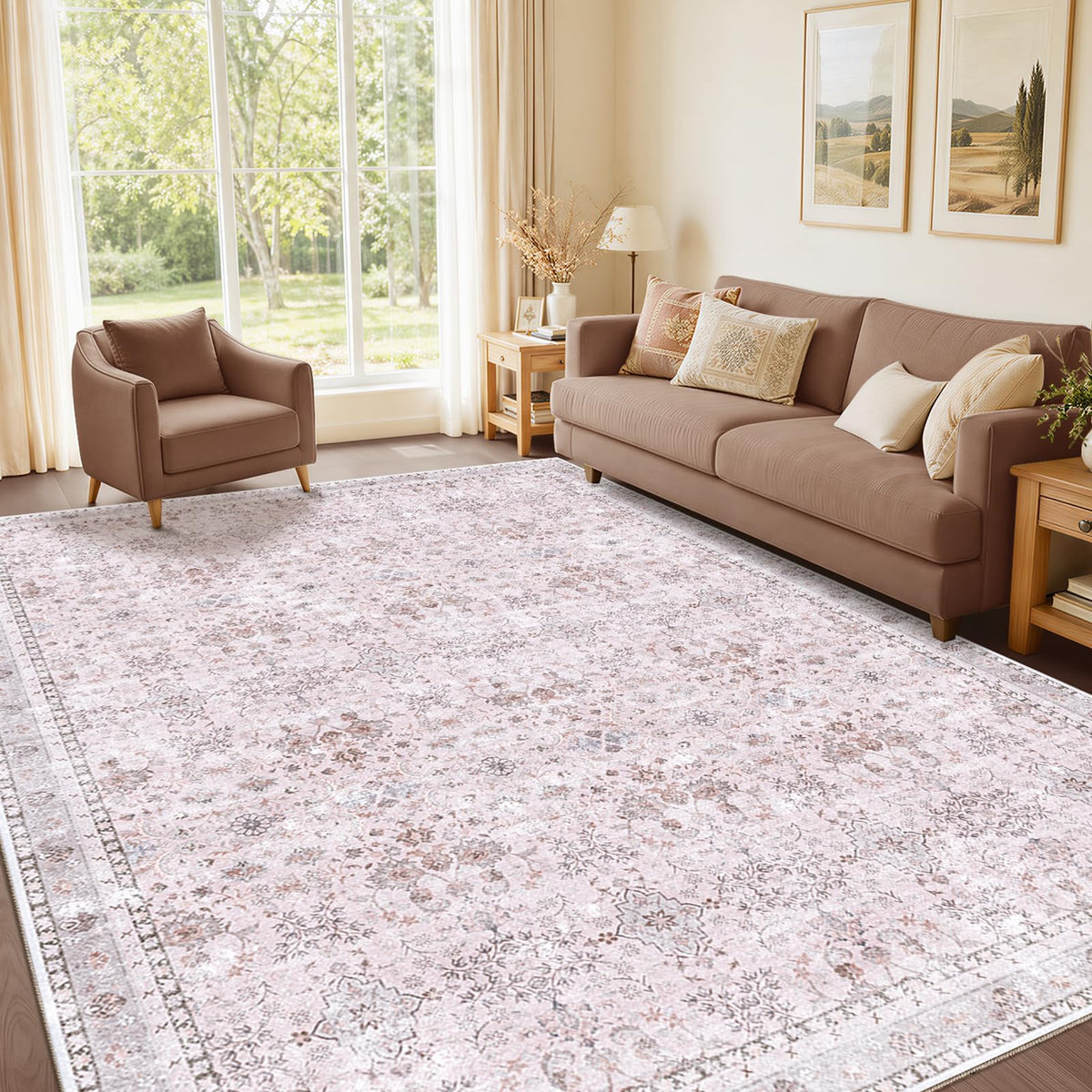 Sasttie 4x6 Area Rugs, Ultra-Soft Washable Rug for Living Room, Beige