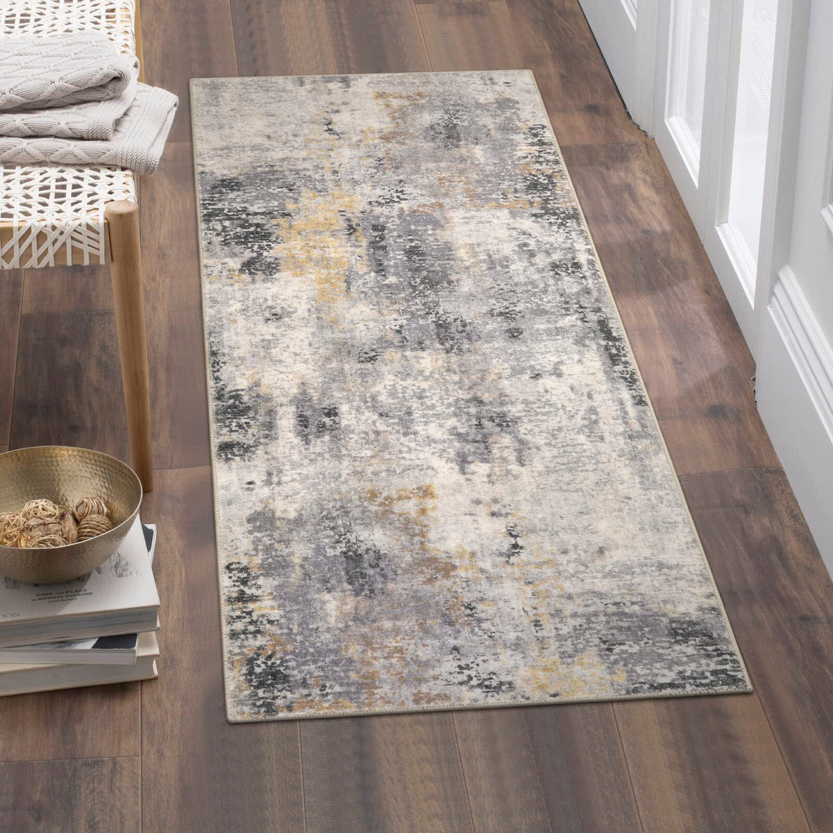 Lahome Modern Abstract Washable 5x7 Area Rugs for Living Room, Colorful Soft Bedroom Rug Low Pile Non Slip,Stain Resistance Dining Room Carpet for Nursery Office Entrance Home Office Decor