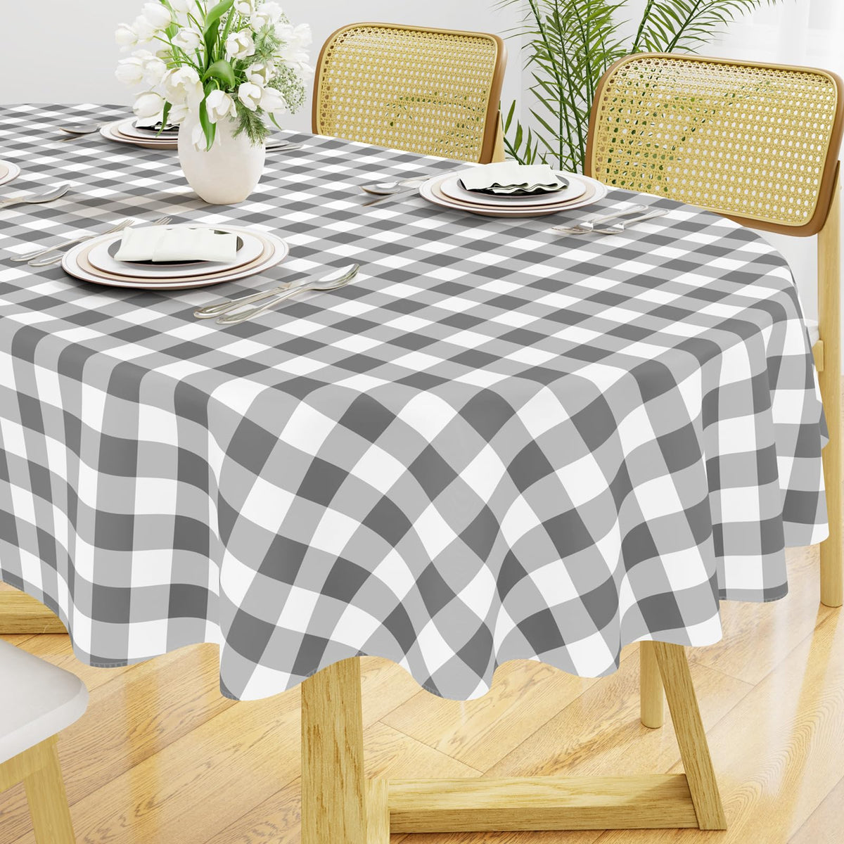 Smiry Picnic Table Cloth, Vinyl Tablecloths with Flannel Backing, 60"x84"