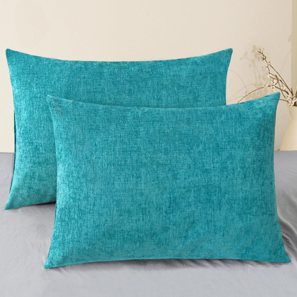 CaliTime Decorative Couch Throw Pillow Covers 18 X 18 Inches Medium Grey