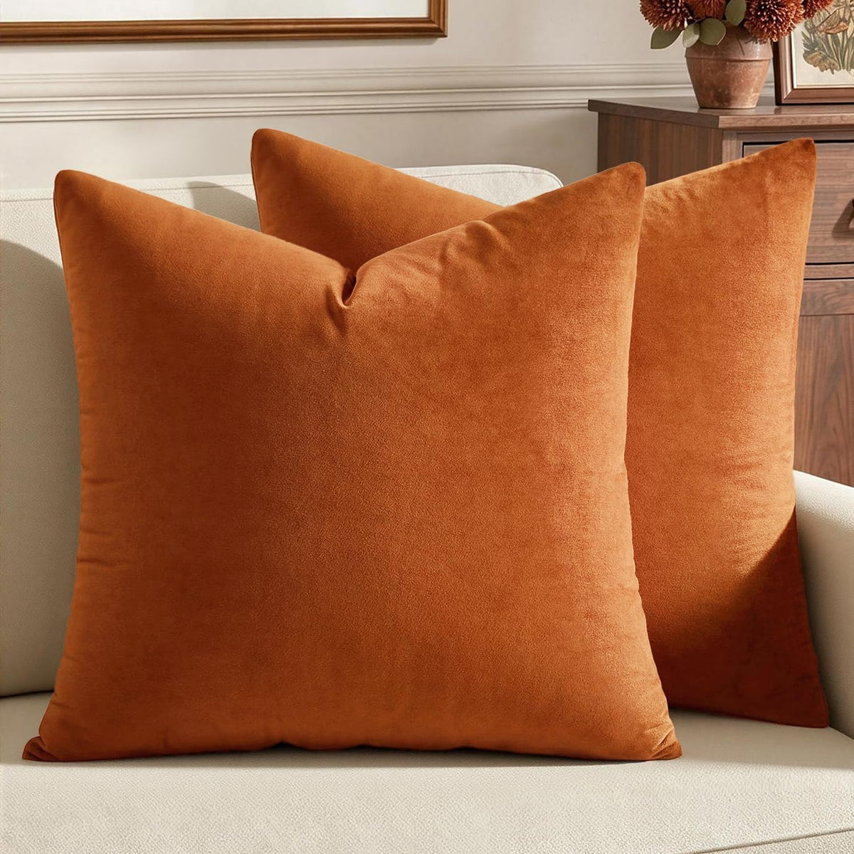 MIULEE Velvet Throw Pillow Covers 18x18 Inch Pack of 2 Dark Blue