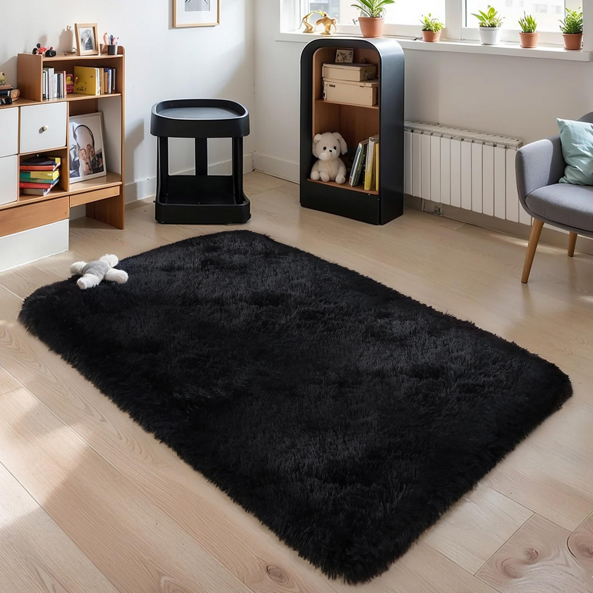 Pink Fluffy 4x6 Area Rugs for Bedroom Girls, Plush Washable Carpet