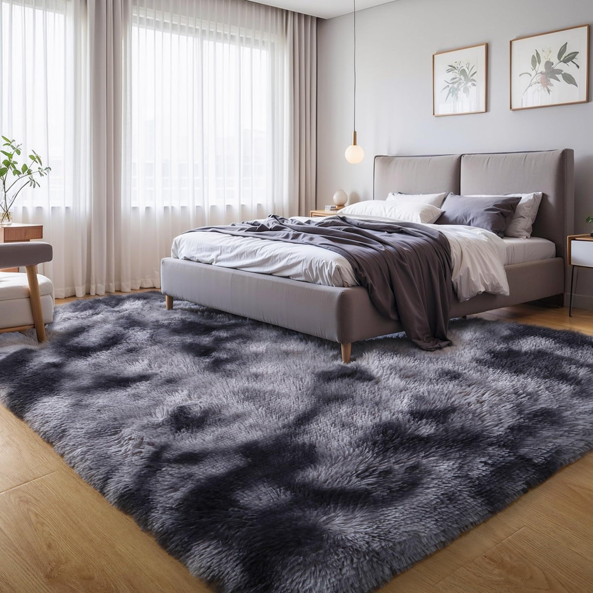 Pink Fluffy 4x6 Area Rugs for Bedroom Girls, Plush Washable Carpet