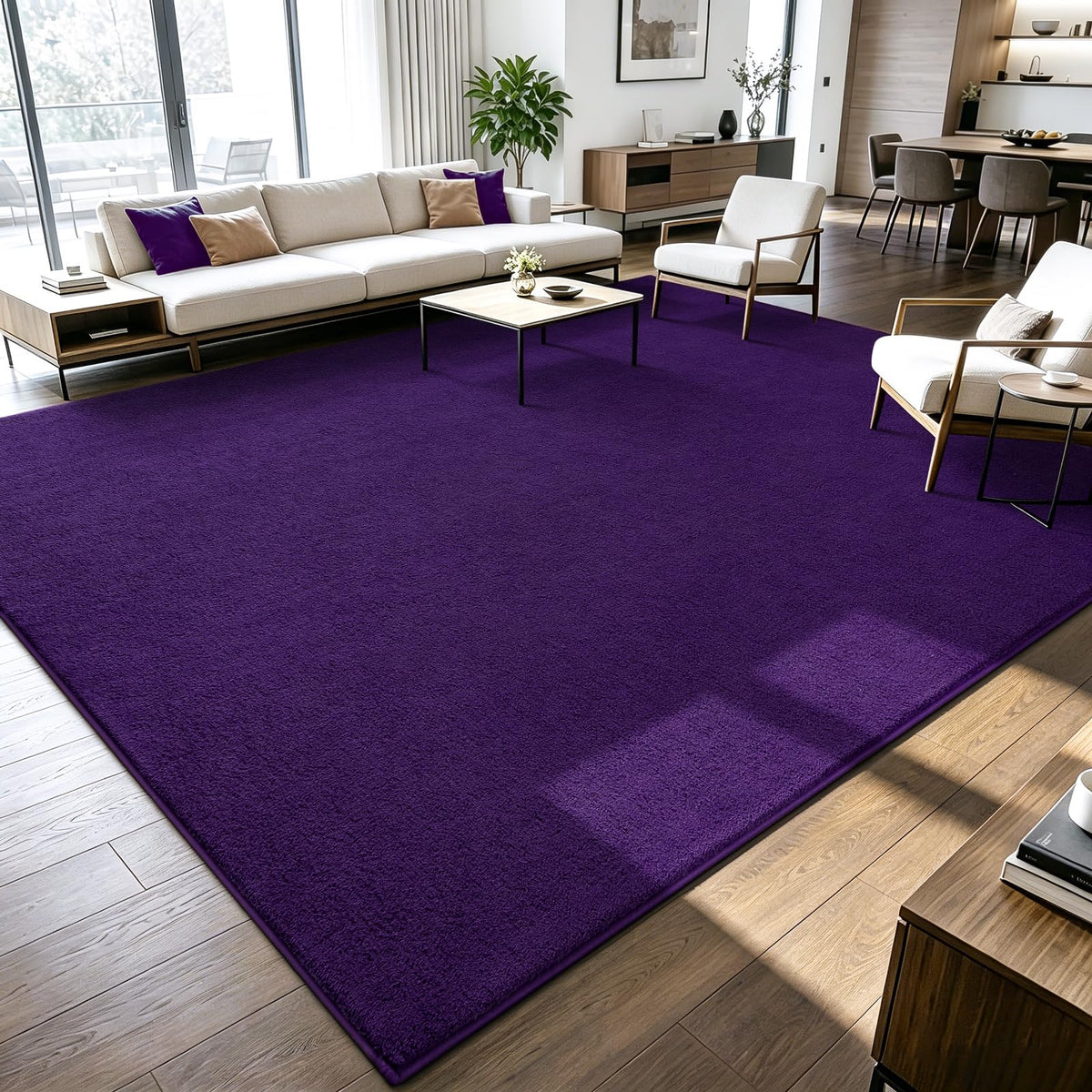 ISEAU 4x6 Soft Area Rug for Bedroom, Washable and Non-Slip, Purple