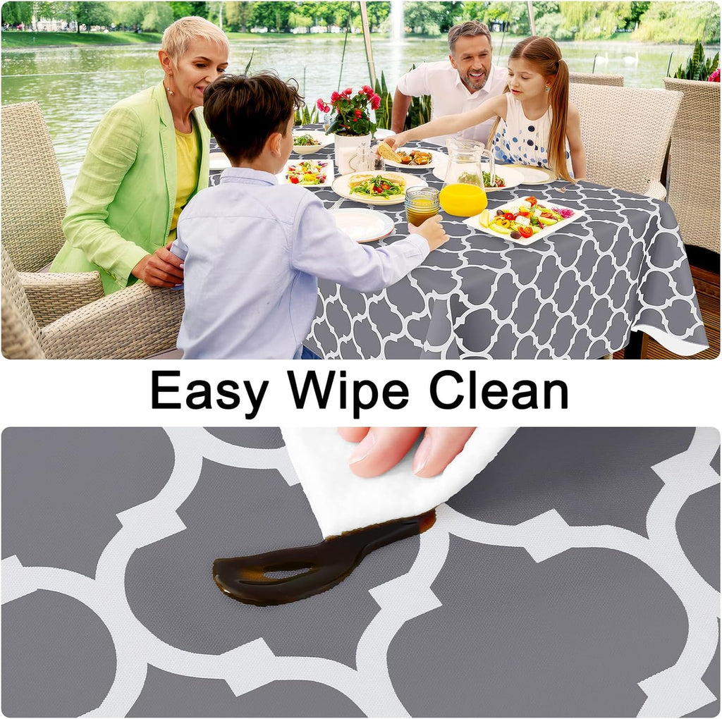 Smiry Rectangle Table Cloth, Flannel Backed Vinyl Tablecloth, 60"x84"