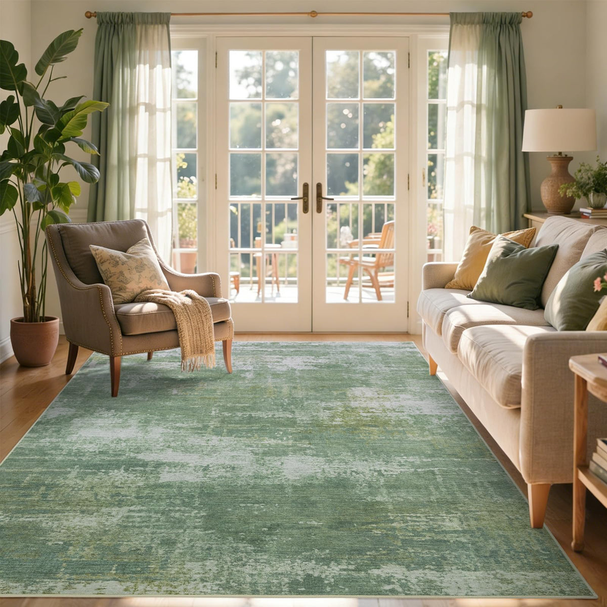 6x9 Ft Large Area Rugs for Living Room, Soft Non-Slip Washable Rugs Modern Abstract Pattern Carpet for Bedroom Indoor Floor Nursery Home Decor (Blue)