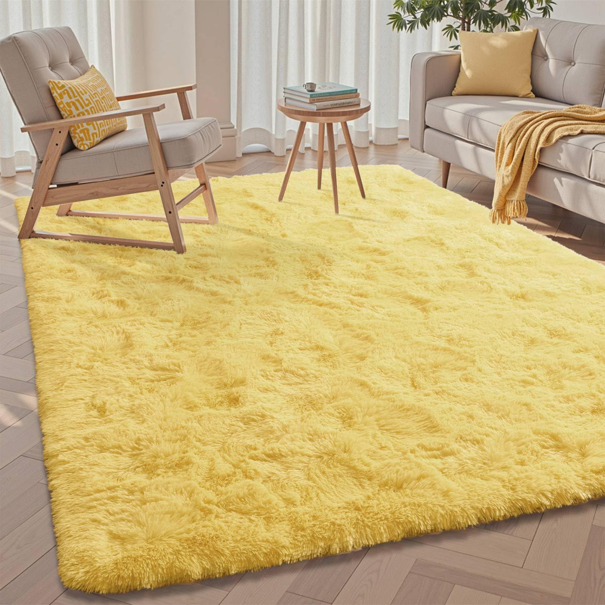 5x7 Black Area Rugs for Living Room, Large Fluffy Shag Bedroom Rugs Non-Slip, Ultra Soft Plush Carpet for Nursery Kids PlayRoom Dorm Office Indoor Modern Carpets