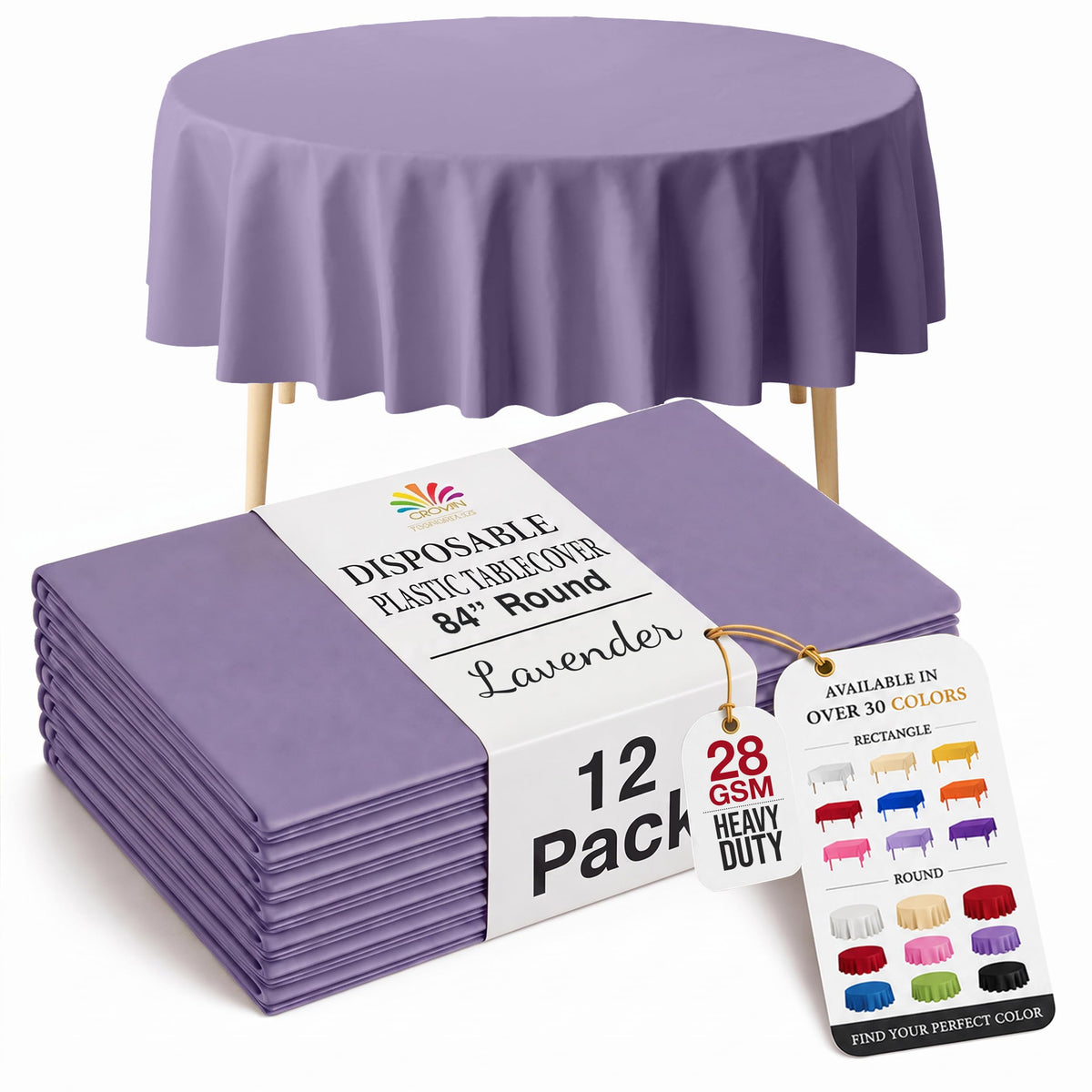 Exquisite 12-Pack Premium Plastic Tablecloth 12-Pack Premium Plastic Tablecloth 84in. Round Table Cover - Emerald Green