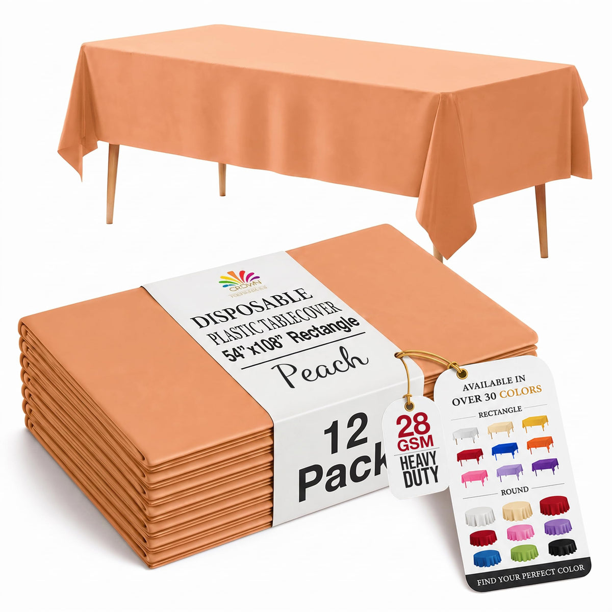 Exquisite 12-Pack Premium Plastic Tablecloth 12-Pack Premium Plastic Tablecloth 84in. Round Table Cover - Emerald Green