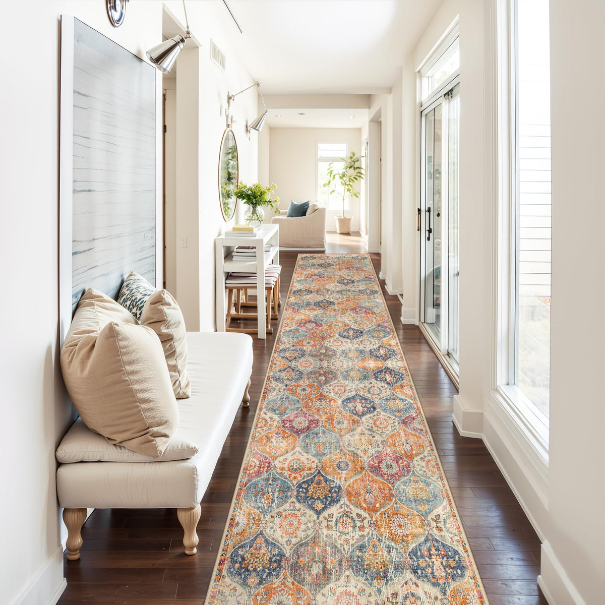 Lahome Moroccan Machine Washable Rugs for Living Room, 4x6 Rug for Bedroom