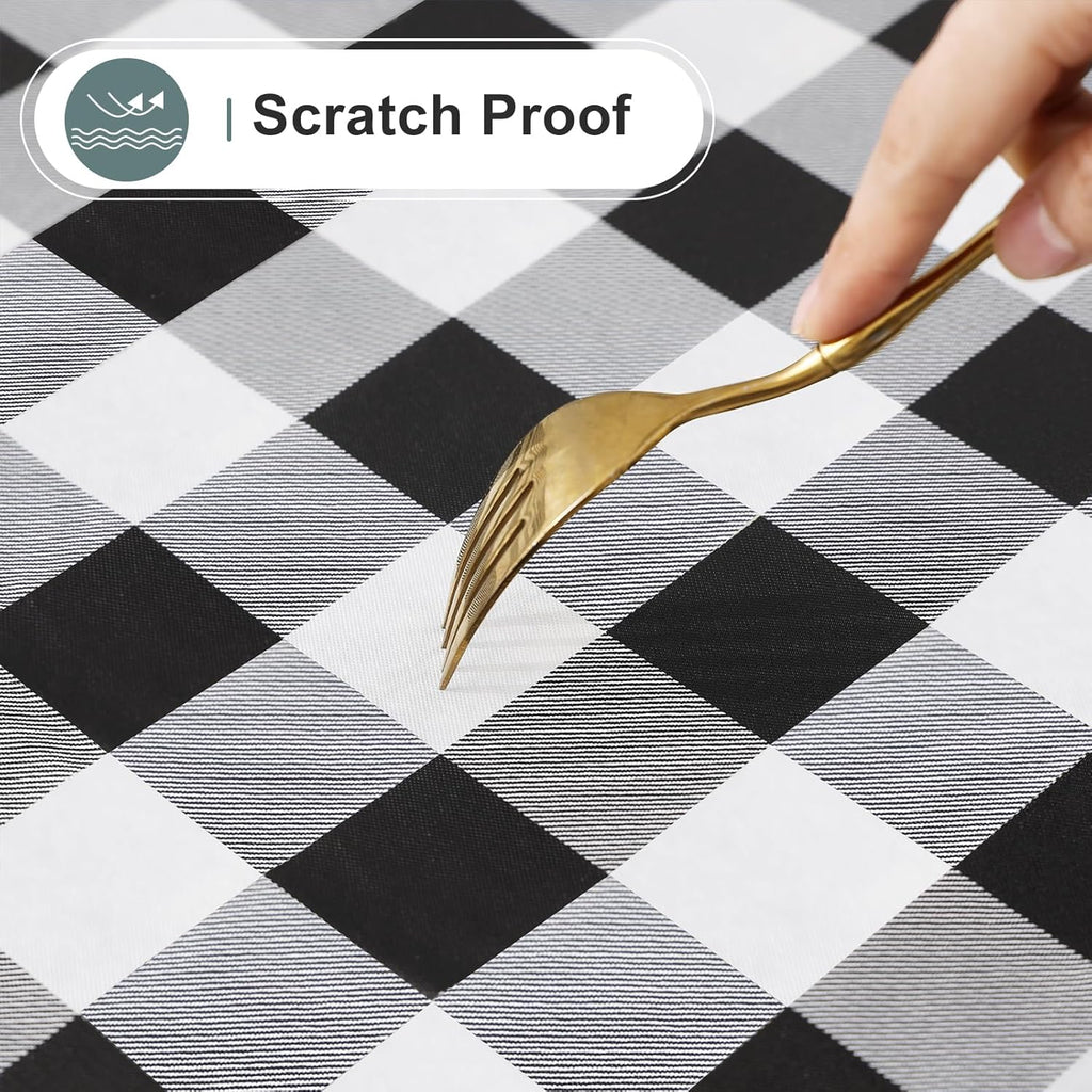 misaya Rectangular Waterproof Vinyl Table Cloth, Flannel Backed Tablecloth